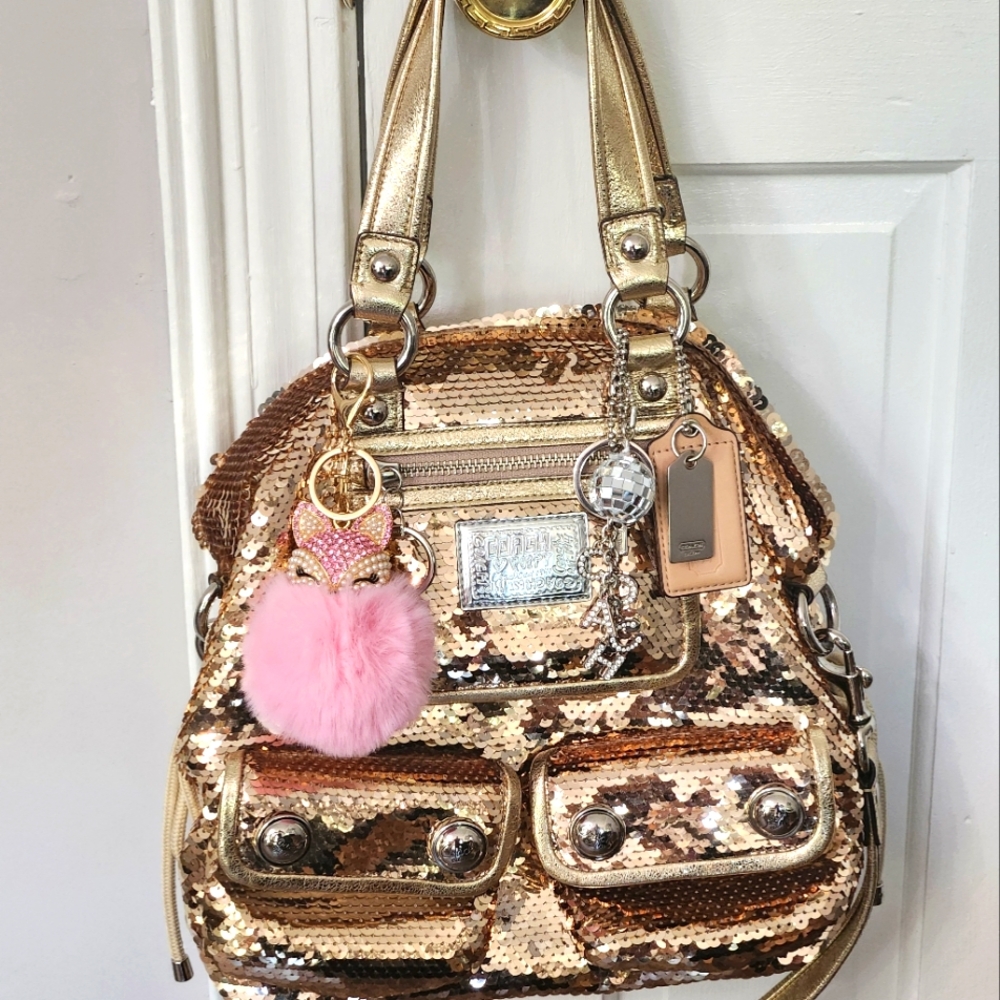 COACH POPPY GOLD SEQUIN SPOTLIGHT TOTE Pristine Rare Y2K Lim Ed Med Bag Vintage